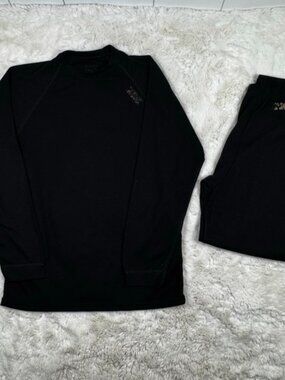 US Military Thermal Long Johns 2 Piece Mens L Black Cold Weather Base Layer